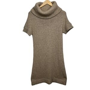 L.L.Bean Wool Blend Short Sleeve Cowl Sweater Oatmeal/Tan Knee Dress Small
